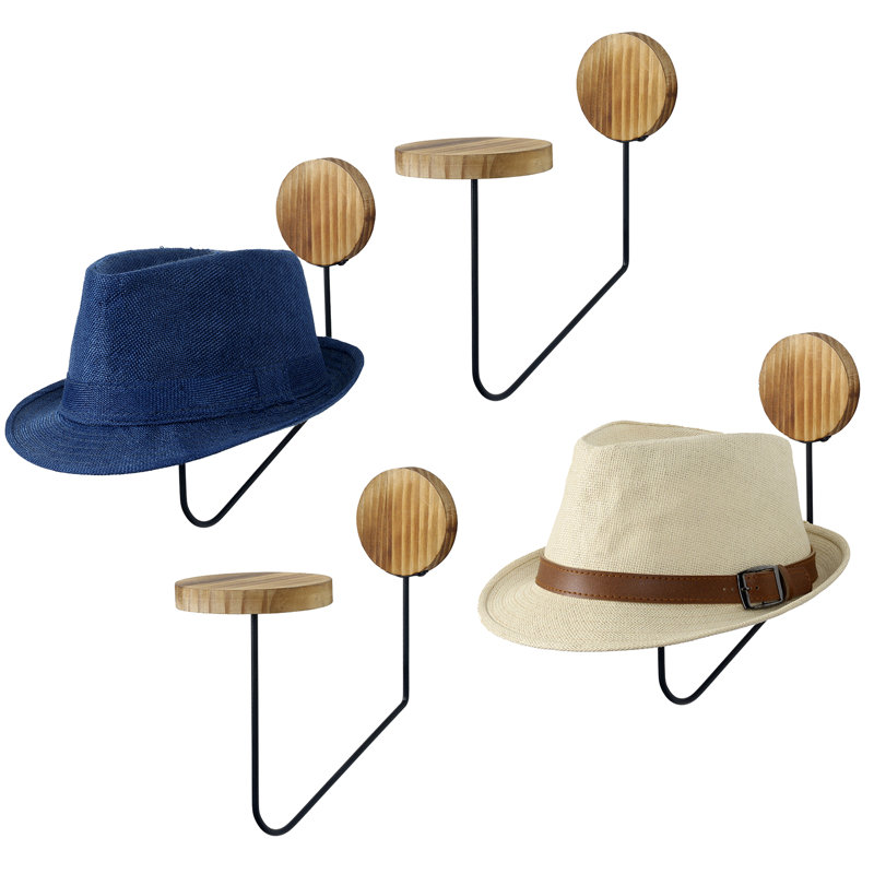 Wall Mounted Hat Rack in Black/Brown