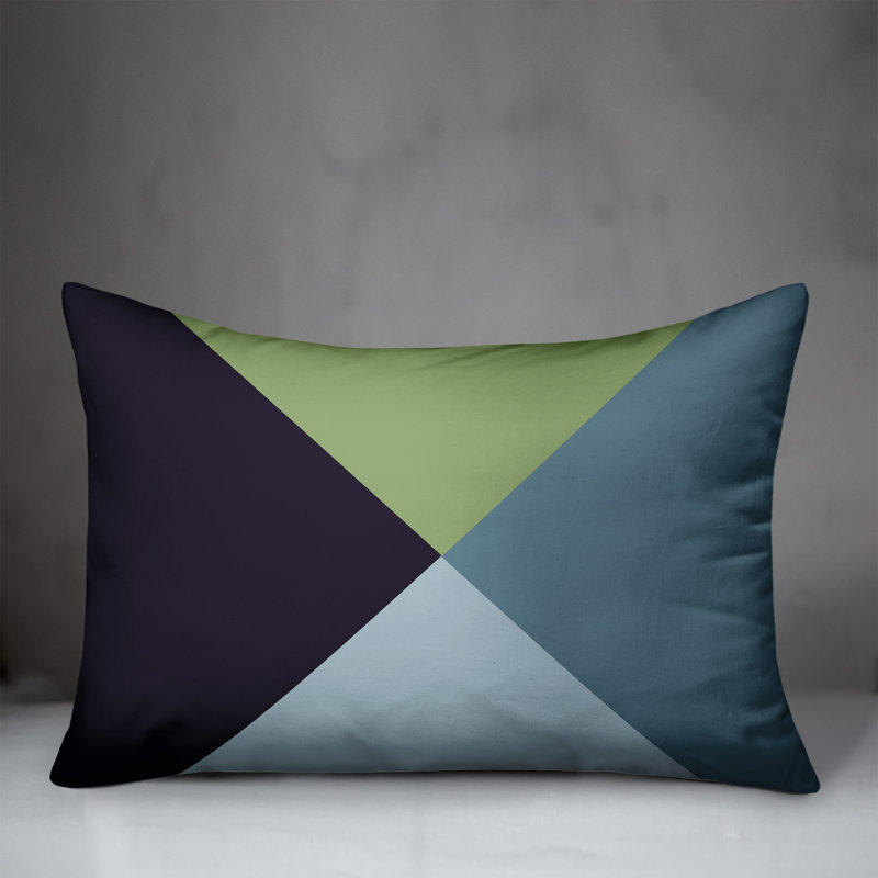 Geometric Outdoor Reversible Throw Pillow, Black/Grey/Green