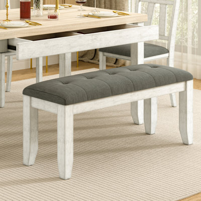 Upholstered Bench With Solid Wood Leg For Bedroom End Of Bed Tufted Button Shoe Bench Entryway Living Room Ottoman Dining Bench