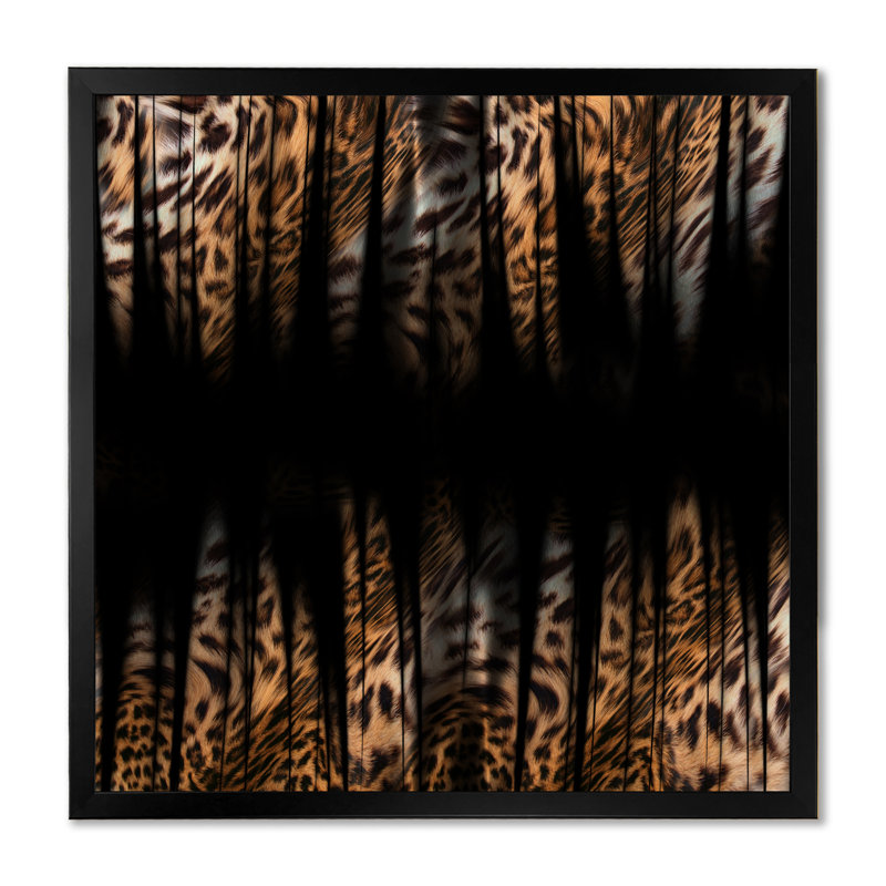 Léopard et tigre II - photographie, H 30 po x l 30 po x P 1 po, Impression noire sur toile encadrée