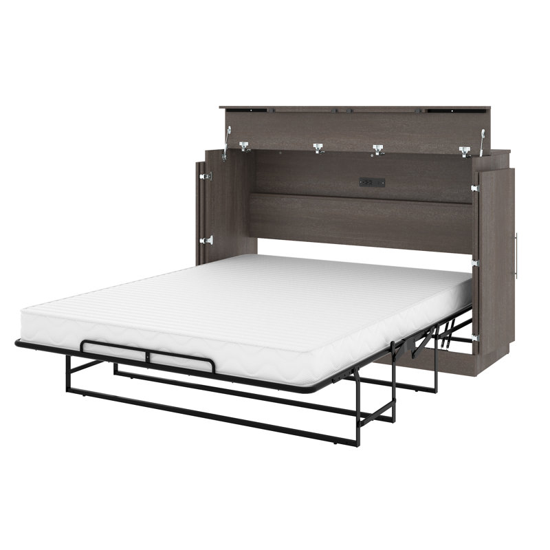 Lit avec armoire Nebula, Grand, Gris écorce