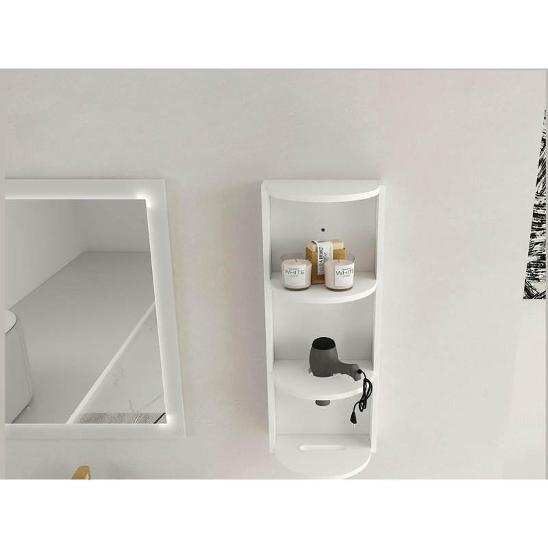 12" Bathroom Wall-Mounted Storage Rack, White