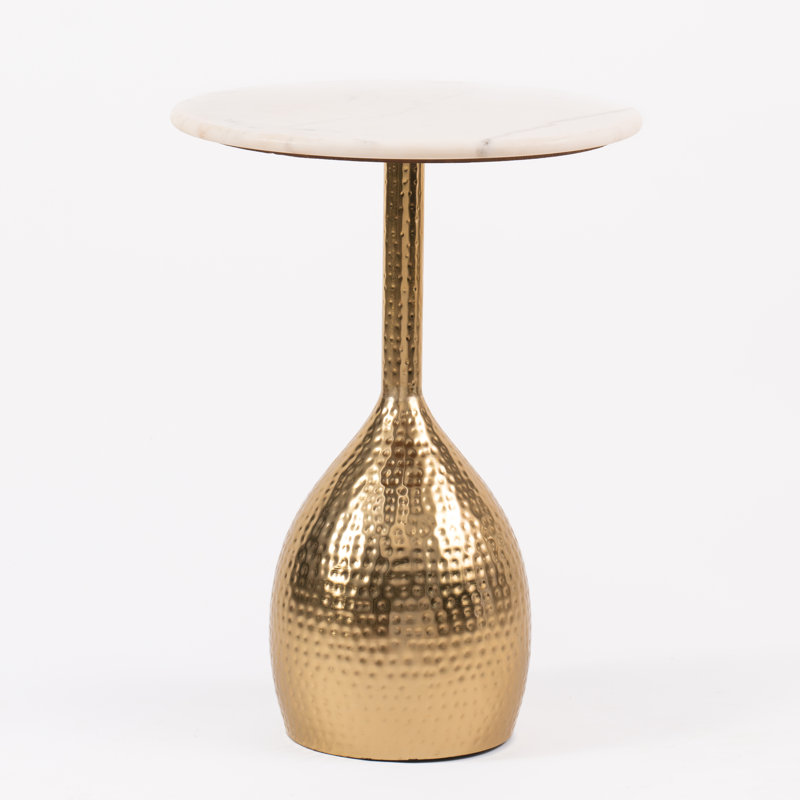 Modern Round Marble Top Side Table , Gold