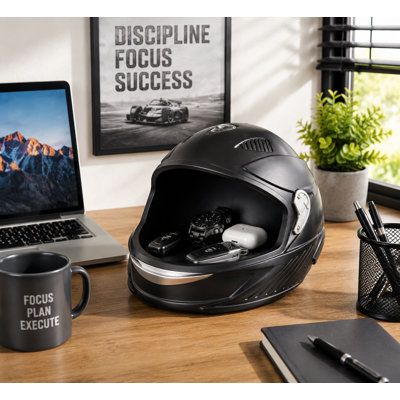 Motorcycle Helmet Storage Box, Desk Organizer Decorative Container for Office & Gaming Room