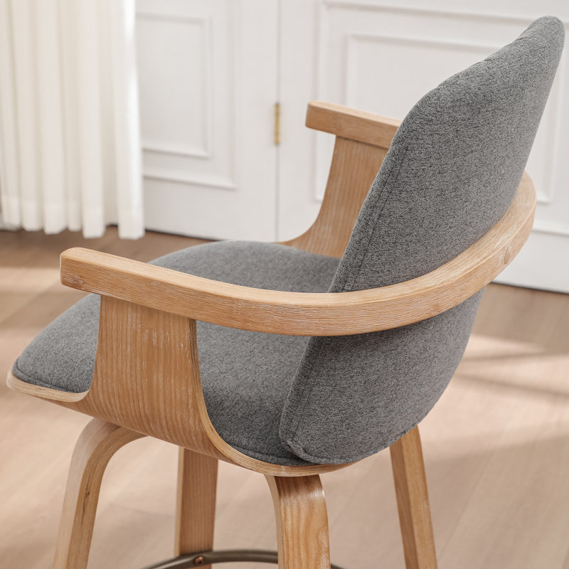 Tabourets de bar et de comptoir pivotants en lin rembourrés, Gris foncé, Tabouret de comptoir (siège d'une hauteur de 25,1