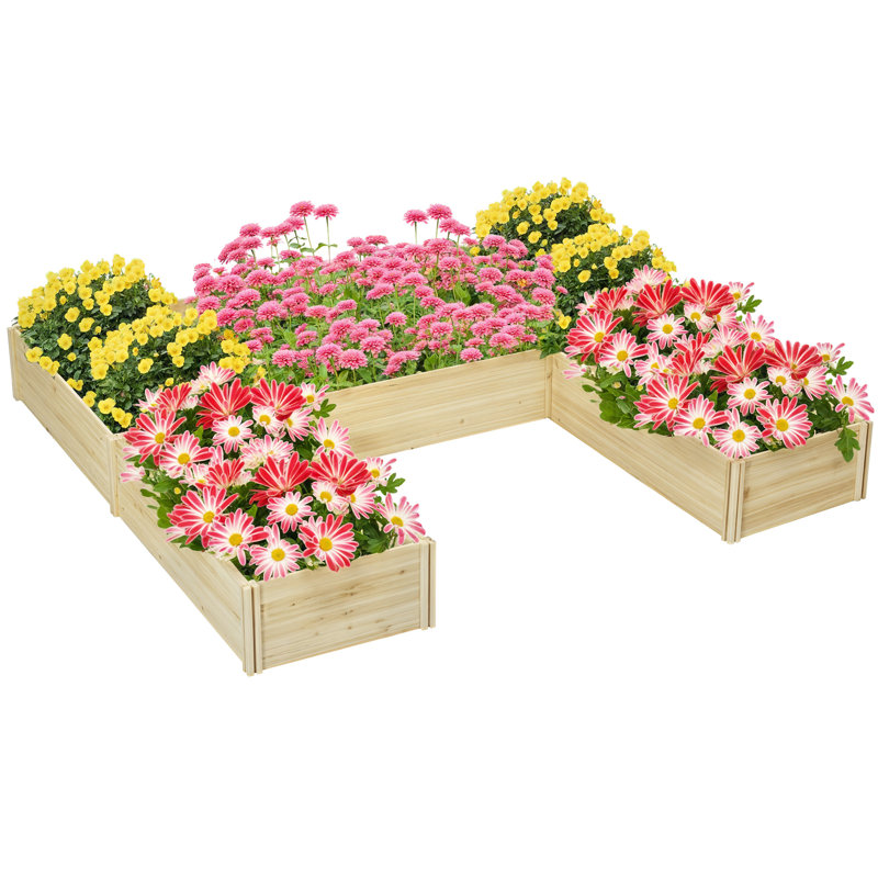 Ensemble de lit de jardin surélevé à 5 boîtes DIY, bois naturel