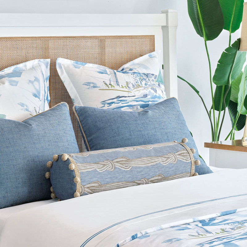 Miramar Nautical Blue and White Cotton Euro Sham