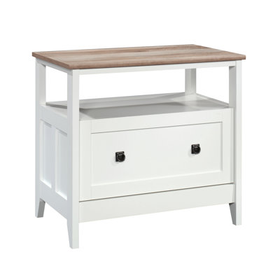 Lateral File With Large Drawer, White Finish