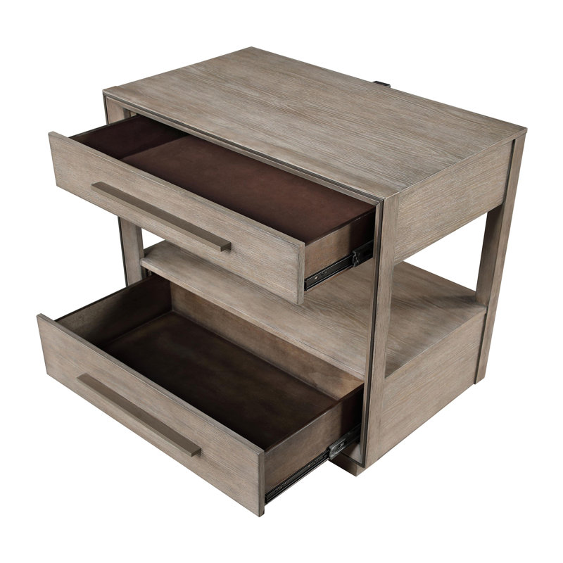 2-drawer Nightstand Bedside Table Washed Oak
