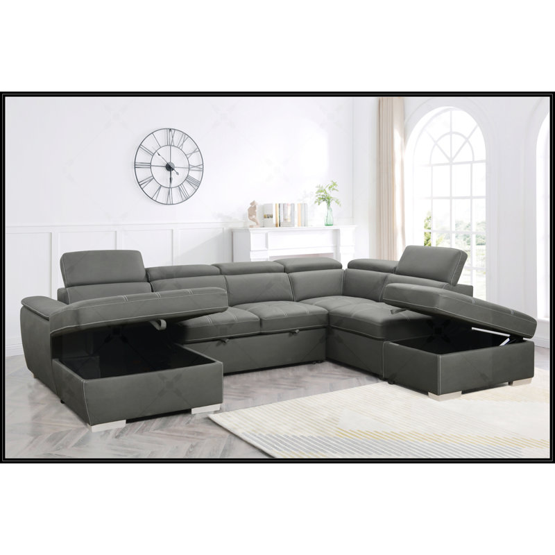 128"Sofa U Shaped Sectional Couch With Ottoman