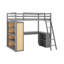 Lit mezzanine double avec tablettes et bureau