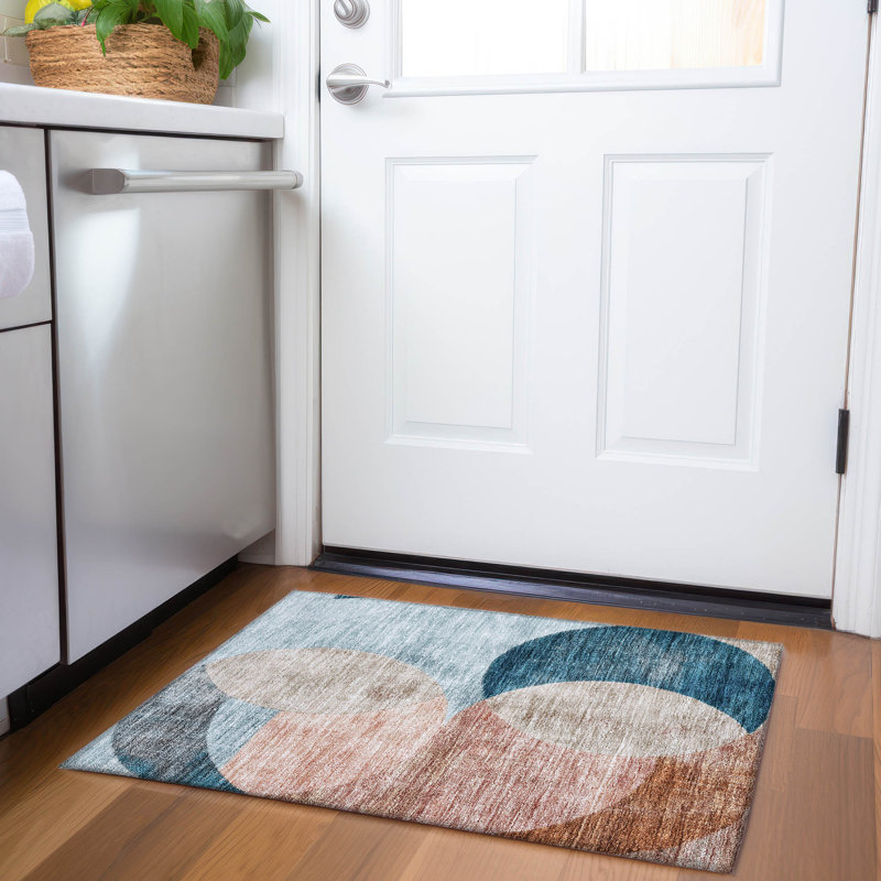 Machine Washable Indoor/Outdoor Cicel ACN1140 Rust Rug, Rectangle 1'8" x 2'6"