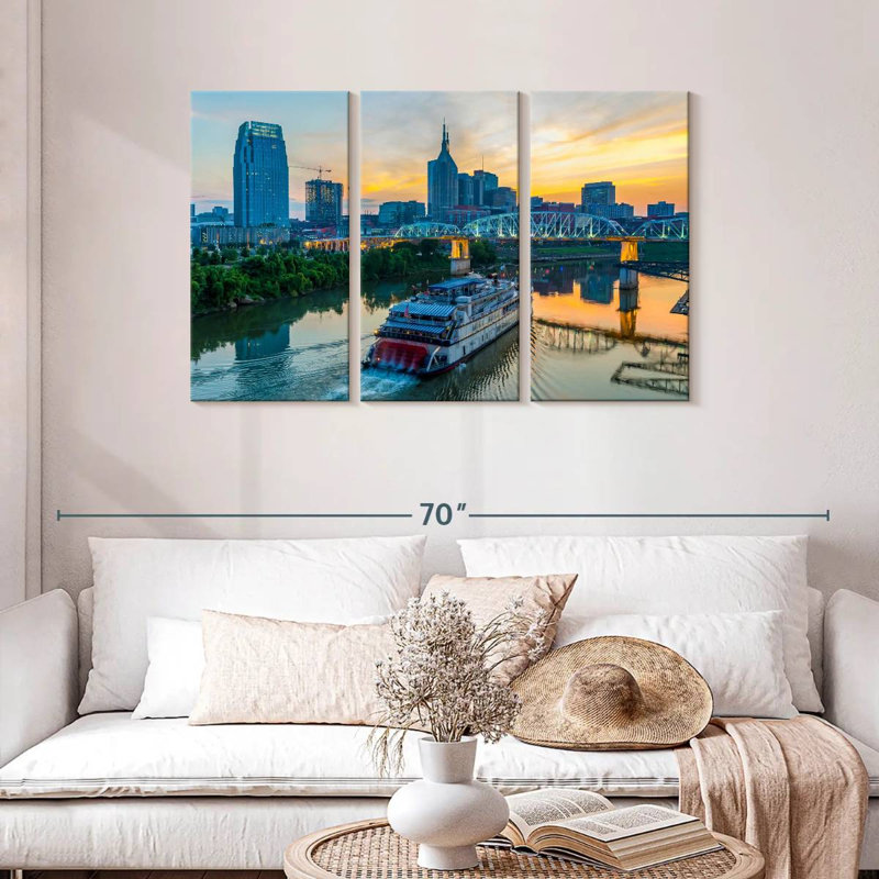 Sebbie Nashville Skyline au coucher du soleil, H 28 po x l 45 po