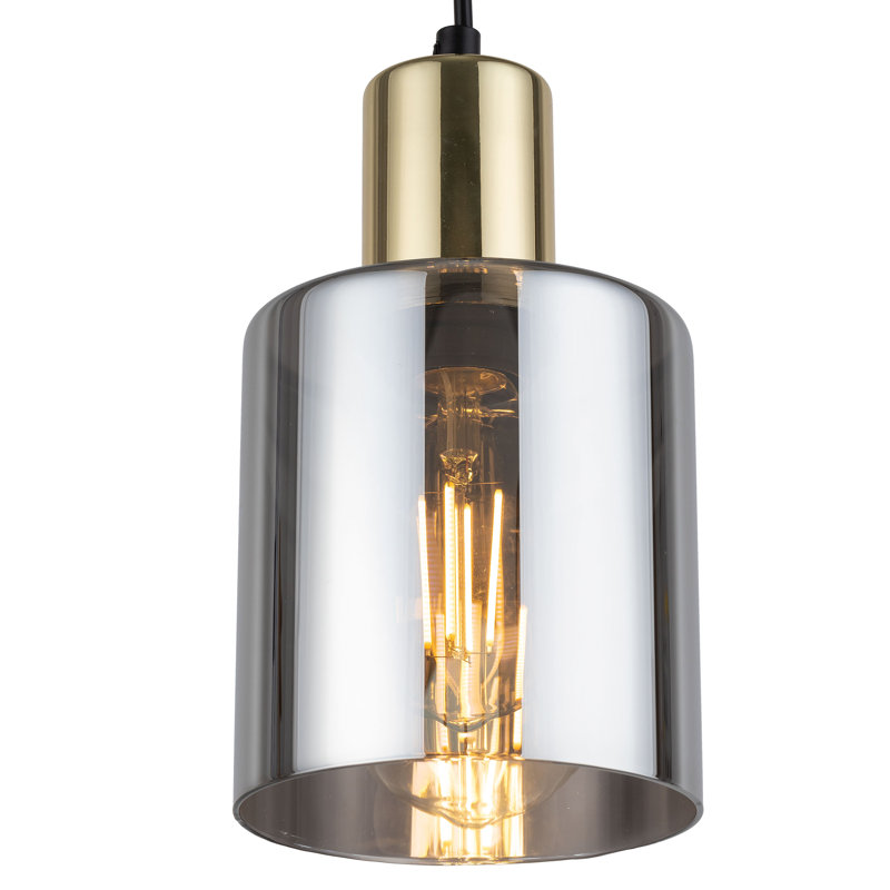 Sierra 1 - Light Stainless Steel Cylinder Pendant, Gold/Chrome