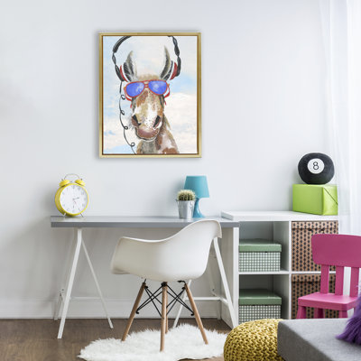 Donkey Wearing Headphones Floating Frame, design by Janet Tava
