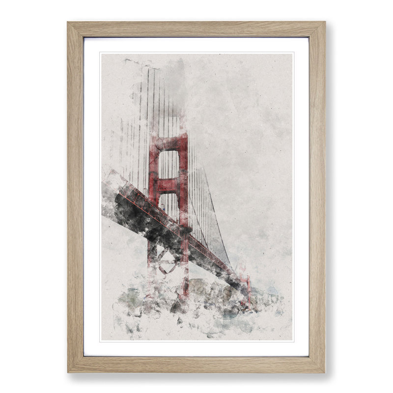 Golden Gate Bridge Vol.4 - Picture Frame Painting, 36cm H x 27cm W x 2cm D, Oak Framed