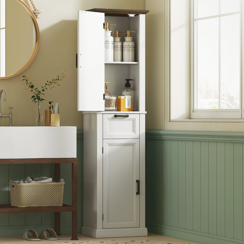 Armoire de rangement pour salle de bain de 65 po de hauteur avec tablettes et tiroir