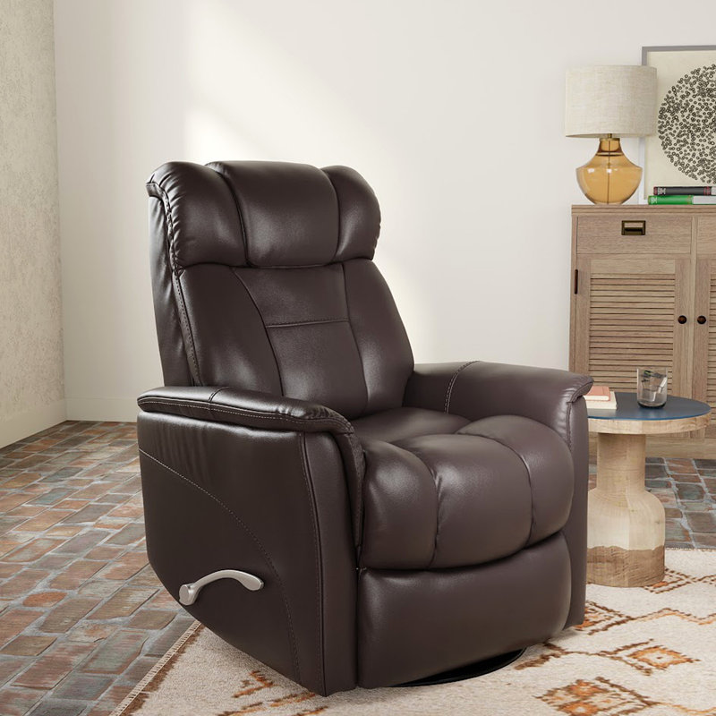 Fauteuil inclinable et oscillant Global Home avec repose-tête et repose-pieds réglables en similicuir brun foncé Global Home