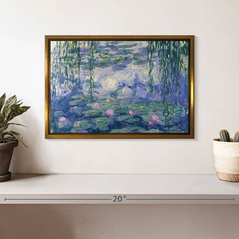 Nymphéas V, 13 po x 9 po, Cadre flottant doré