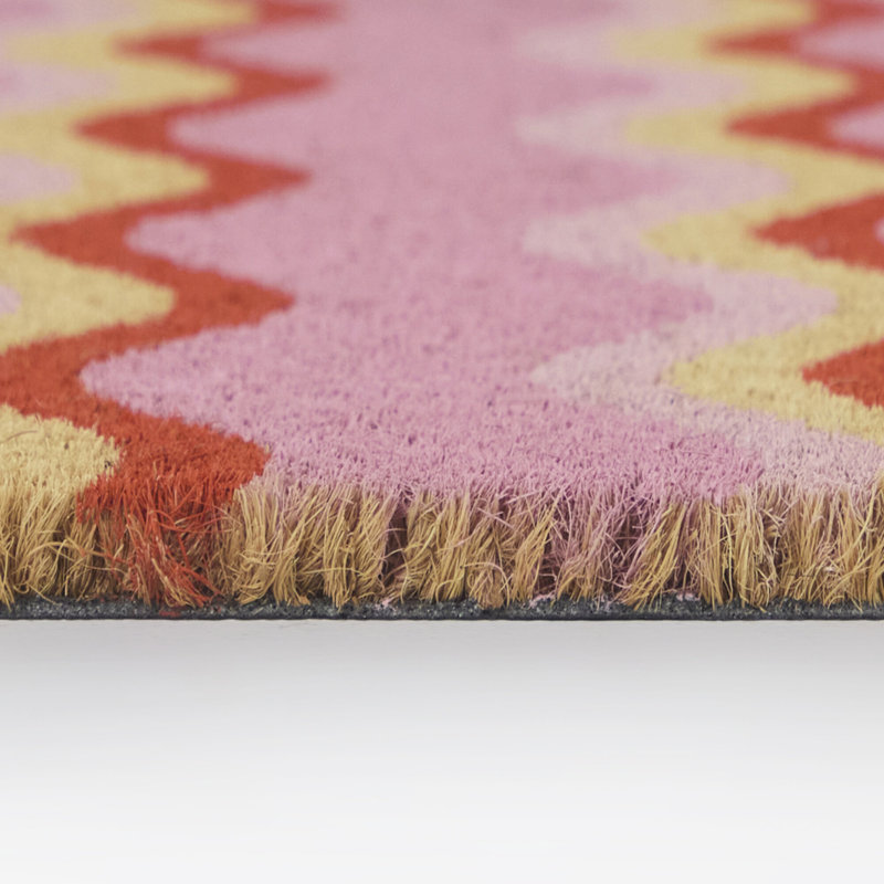 Squiggle Stripes Pink Modern Doormat