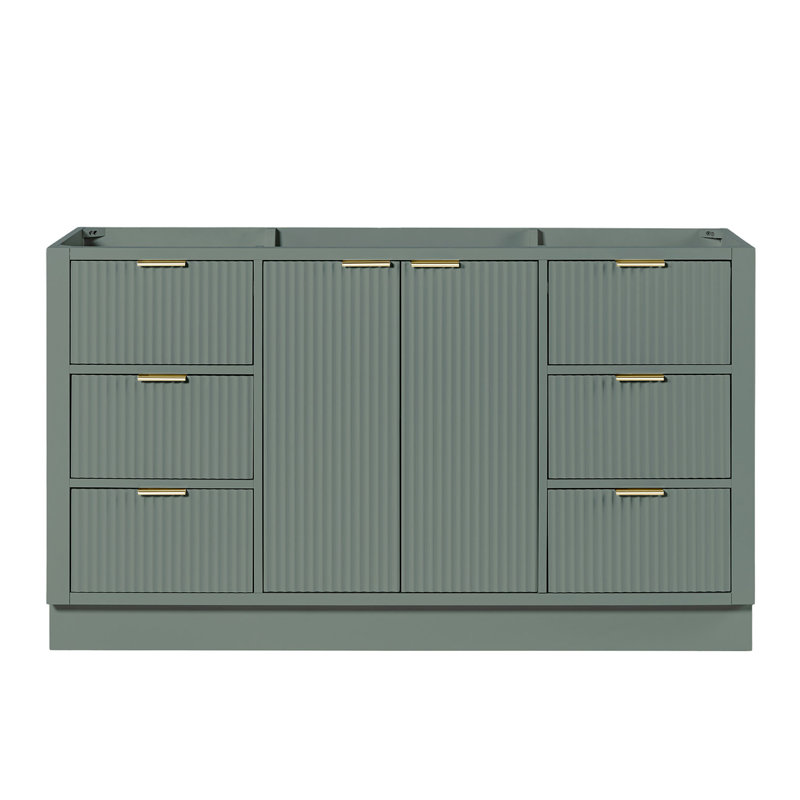 Base de meuble-lavabo simple 60 po en bois massif Haun, Vintage Green