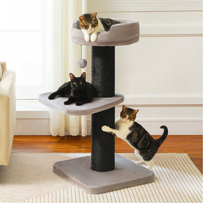 Arbre à chat 36 po, poteau à griffer XL pour grands chats, tour à chat mignonne avec poteau à griffer très épais [Dia = 5,5 po], lit amovible, grand griffoir pour chats d'intérieur