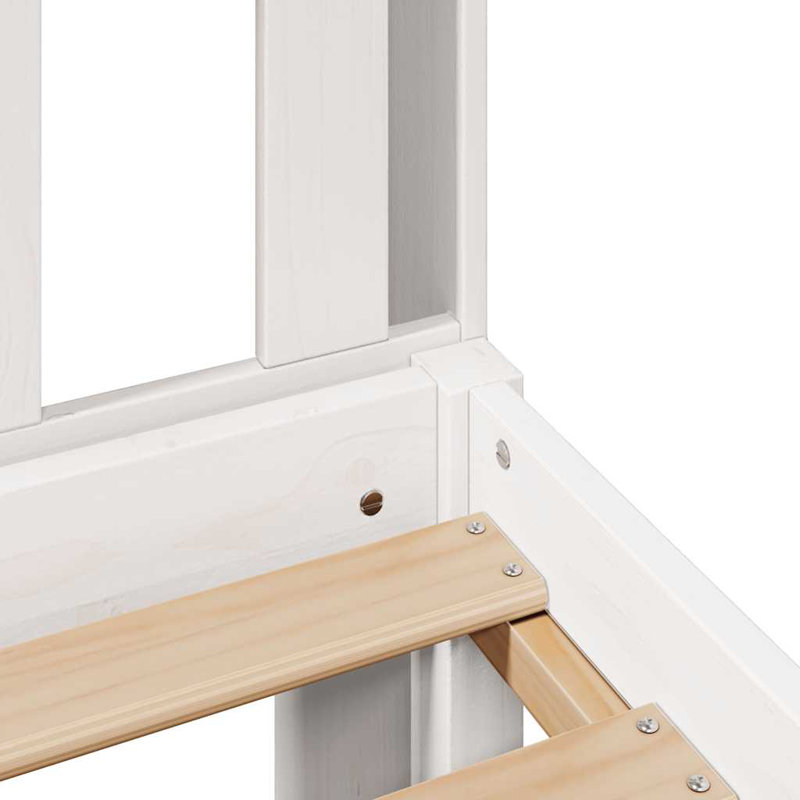 Solid Wood Bed, European Single (90 x 200 cm), White