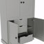 Armoire de cuisine autoportante, poste de travail de rangement haut avec 4 portes, 3 tiroirs, tablettes amovibles et 6 supports à vin pour la salle à manger, gris-132838947