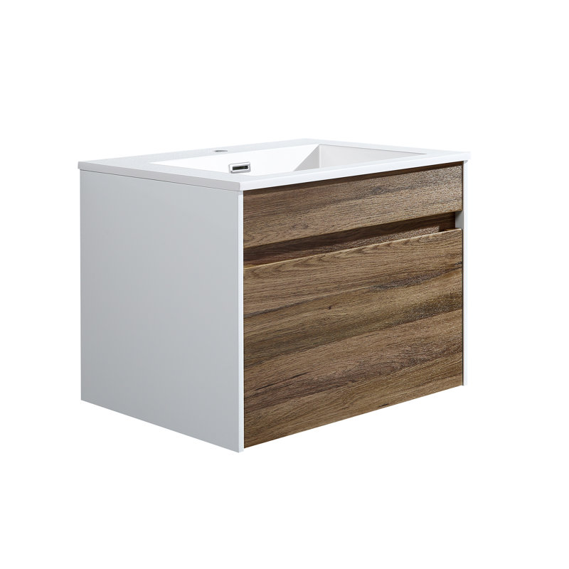 Frida 23.63'' Single Bathroom Vanity with Engineered Stone Top, Walnut Vine