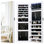 Armoire à bijoux de 14,5 po de largeur avec miroir pleine longueur sans cadre et DEL