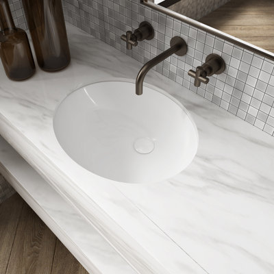 MALIBUDO 15.75'' White Ceramic Oval Bathroom Sink with Overflow