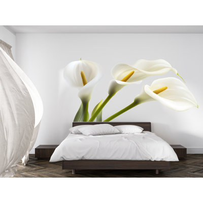 White Calla Lily Wall Decal, Floral Wall Sticker, Botanical Wall Art, Bedroom Decor, Modern Flower Mural, 129Gm