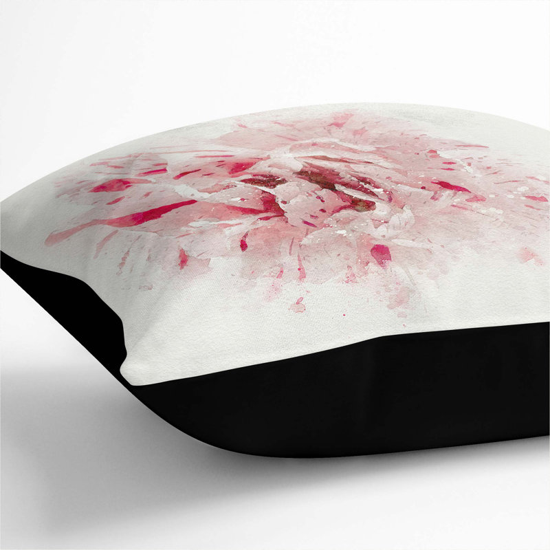 Floral Square Cushion, 55cm H x 55cm W x 20cm D, Black