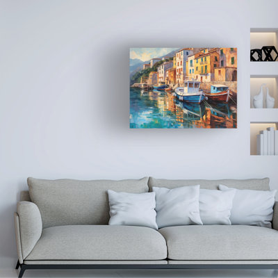 Art mural sur toile tendue - Imagine It Images, art mural «Bateaux à la baie» pour le salon, la chambre à coucher ou le bureau - 35 x 47