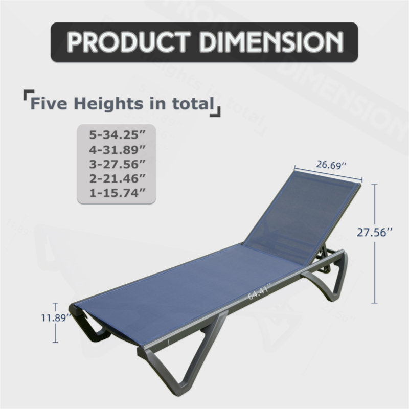 Narmin Outdoor Aluminium Chaise Lounge Set, Outdoor Chaise Lounge, Lounge Chairs, Navy Blue