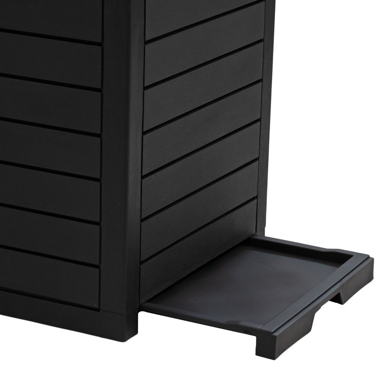 Black Polypropylene Resin Outdoor Trash Can with Lid, 39 Gallon
