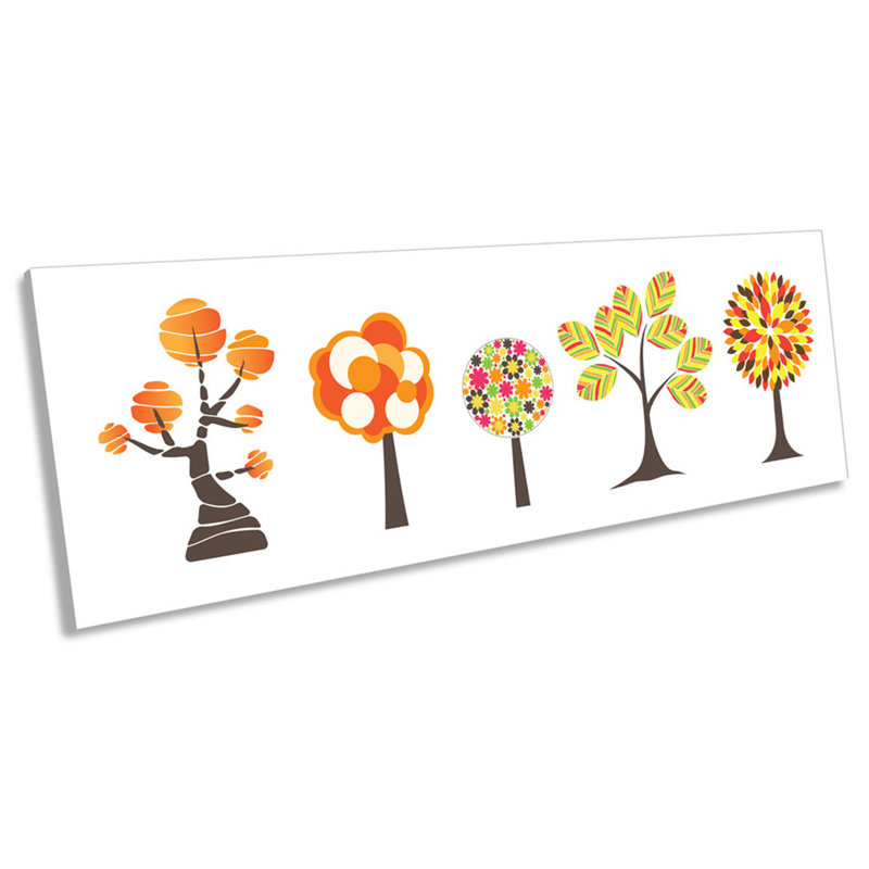 Autumn Abstract Trees Minimalistic - Wrapped Canvas Panoramic Print, 30.48cm H x 91.44cm W x 2cm D