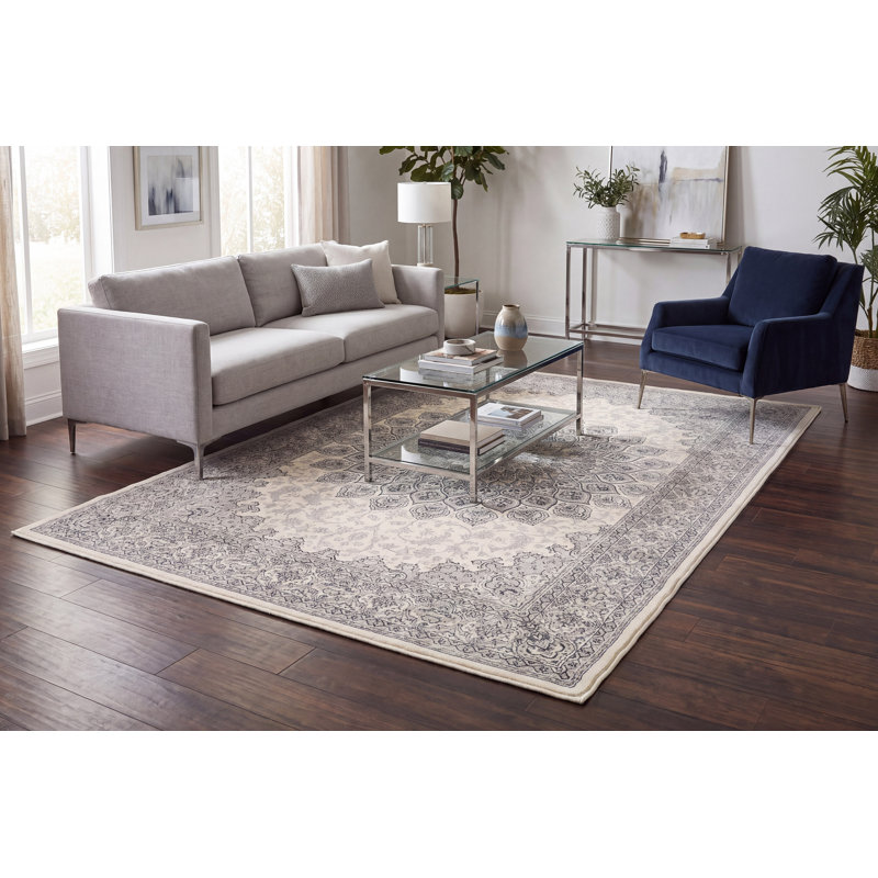 Tapis oriental crème / gris Attell, Rectangle 6 pi 7 po x 9 pi 6 po
