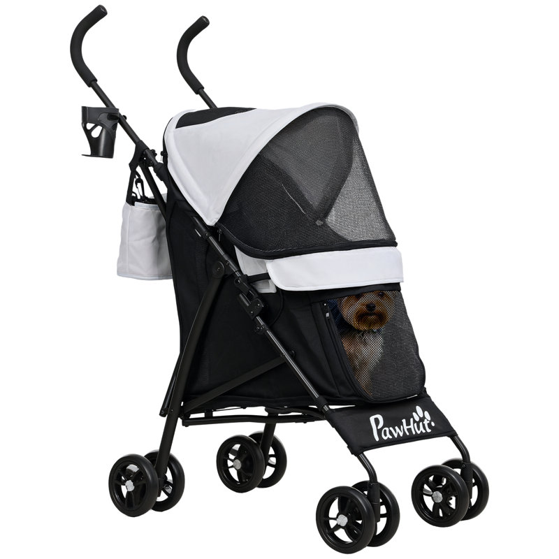 Poussette pour chien miniature, pliable, gris clair
