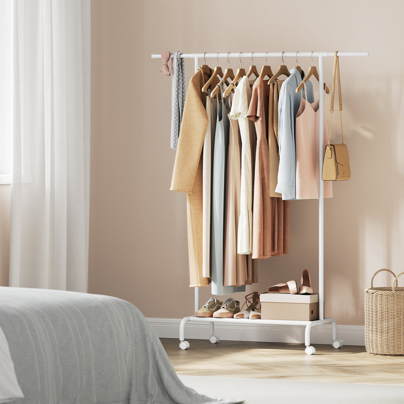 124cm Adjustable Clothing Rack, White
