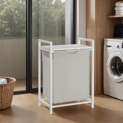 Laundry Basket, Laundry Hamper, Pull-Out And Removable Laundry Bag, Laundry Sorter, Shelf, Metal Frame, 65 L, 50 X 33 X 72 Cm