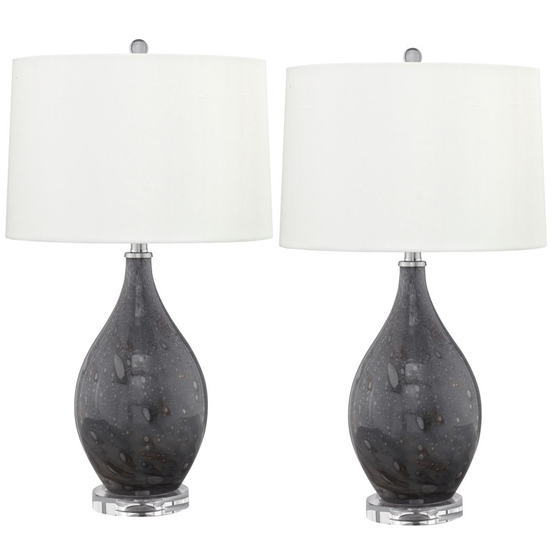 Bolzano 28" Grey Bubbled Glass Table Lamp
