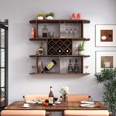 Buffet mural avec rangement et support pour verres à vin