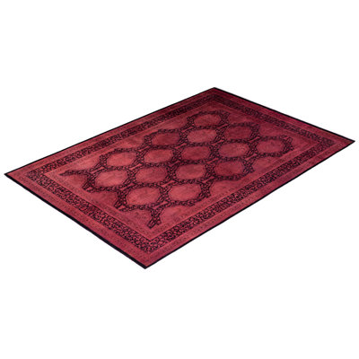 Tapis noir contemporain en laine noué à la main Haydon 6 pi 0 po x 8 pi 9 po