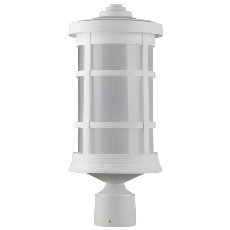 Artisan Round Post Top Fixture with Frosted Acrylic Lens 4000K, White