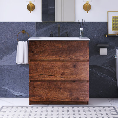 30 po W Meuble-lavabo simple avec lavabo et 3 trous de robinet