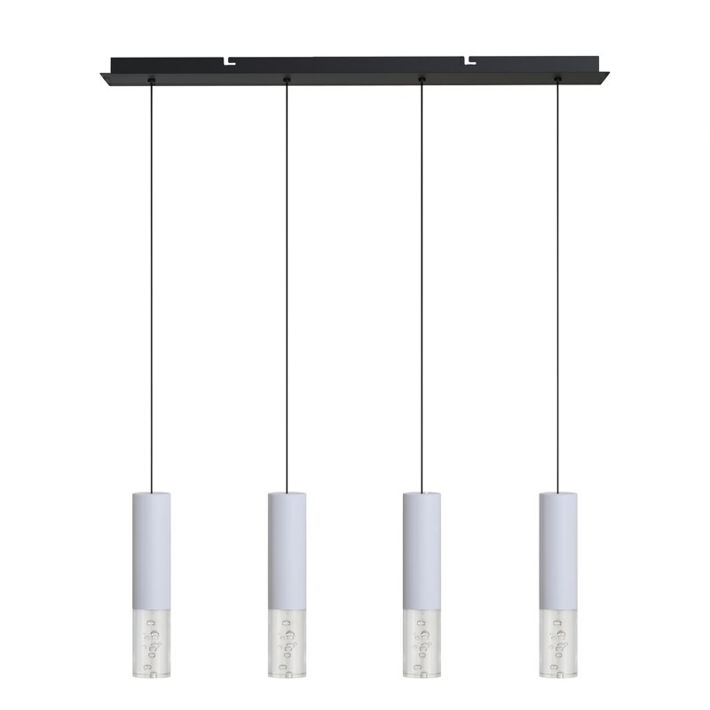 Luminaire suspendu linéaire à 4 lumières pour îlot de cuisine Rathi, Blanc