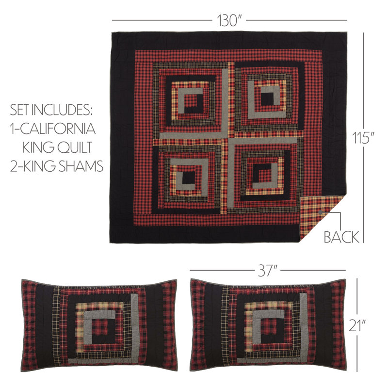 Cumberland Rustic Quilt, California King Quilt + 2 Shams