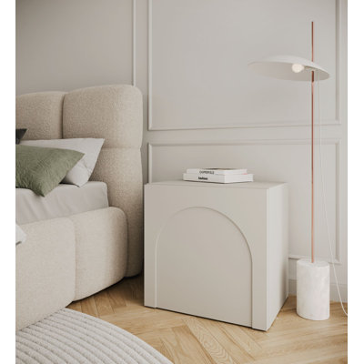 Arkadia bedside table single door with milled fronts 50 cm cashmere