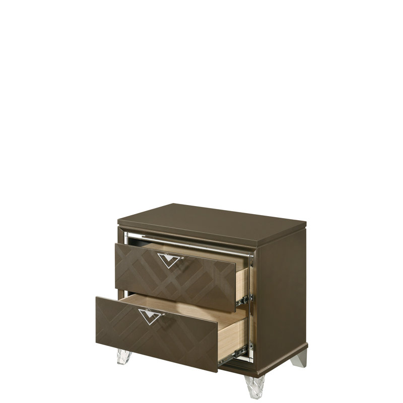 Élégante table de chevet champagne foncé avec élément de fabrication pratique